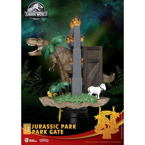Figurine - Jurassic Parc - D-stage Entrée Du Parc & T-rex 16cm